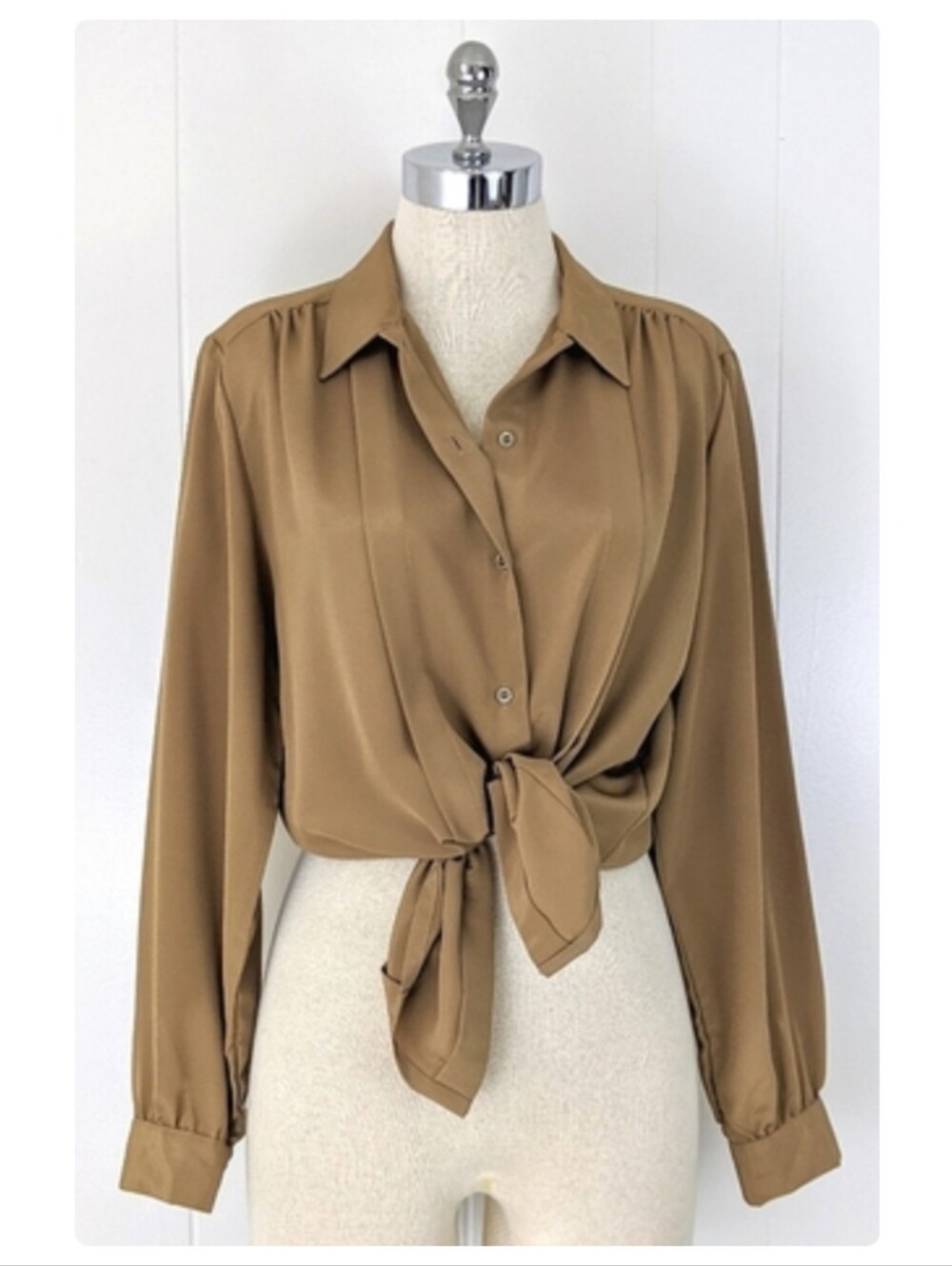 vintage 70's silky pleated blouse